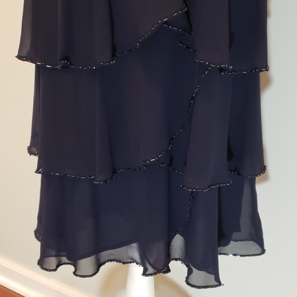 PATRA Navy Layered & Beaded Cocktail Dress 8 EUC - Picture 7 of 9